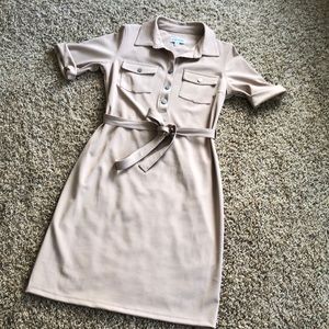 Tan wrap dress